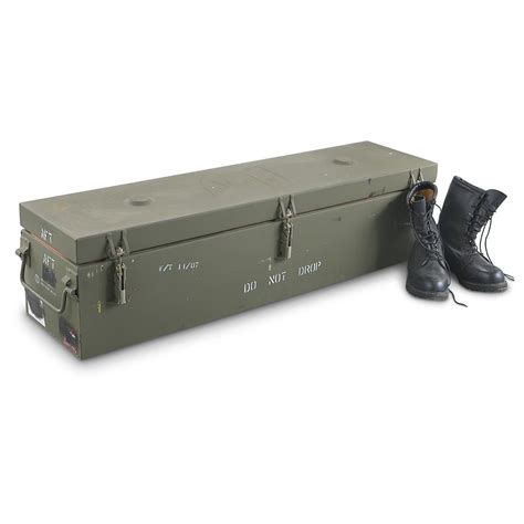 sizes on metallic consignment trunk boxes|Military Storage Containers .